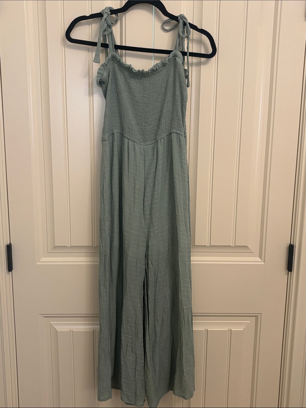Altar'd State Sage Green Tie-Shoulder Wide-Leg Jumpsuit
